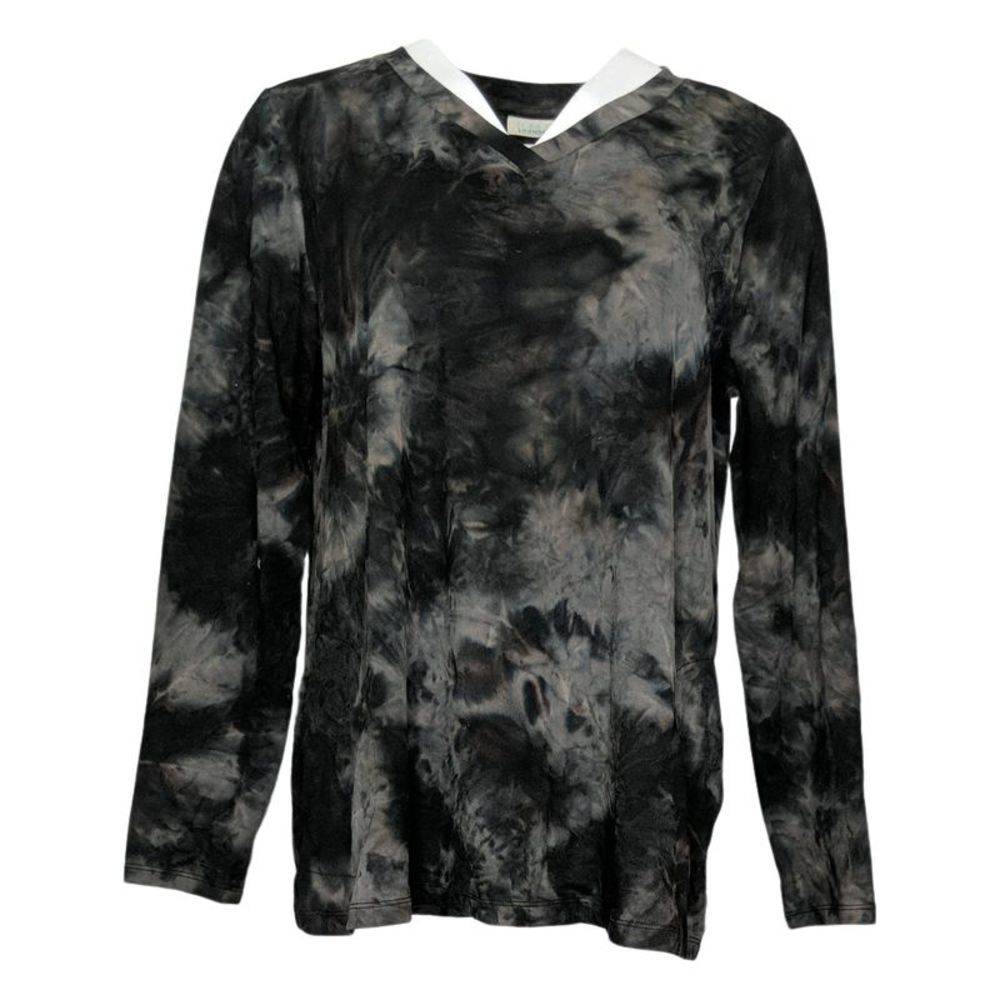 LOGO Lounge by Lori Goldstein Women's Top Sz M Brushed Tie-Dye Gray A522770